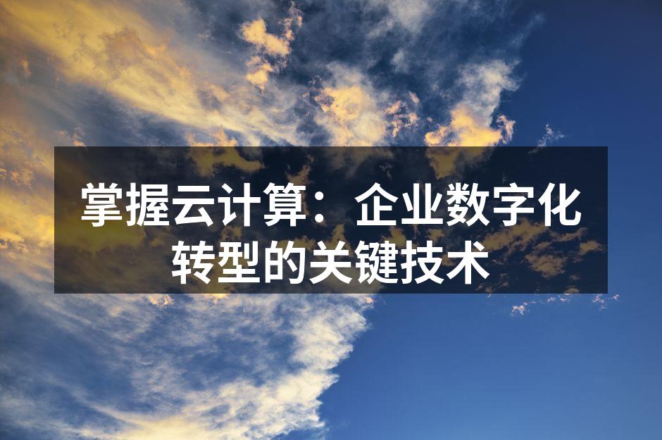 掌握云计算：企业数字化转型的关键技术